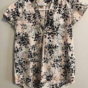Calvin Klein Women's Floral Top - Black, Pink, and Cream